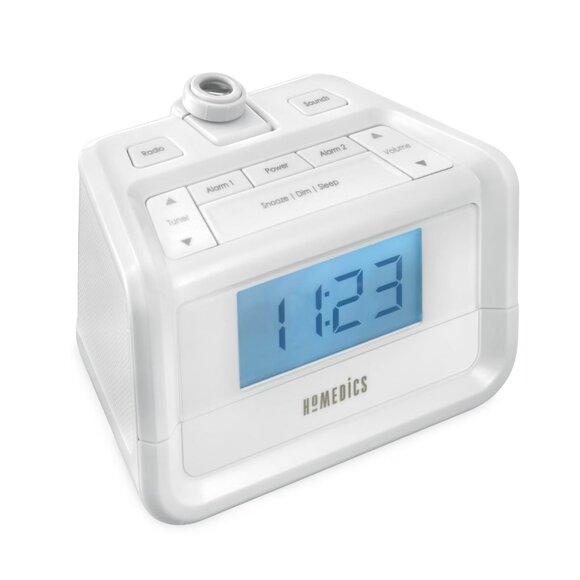 HoMedics Sound Machine and Digital Clock Radio with Time Projection, White, SS-4 - Picture 2 of 6